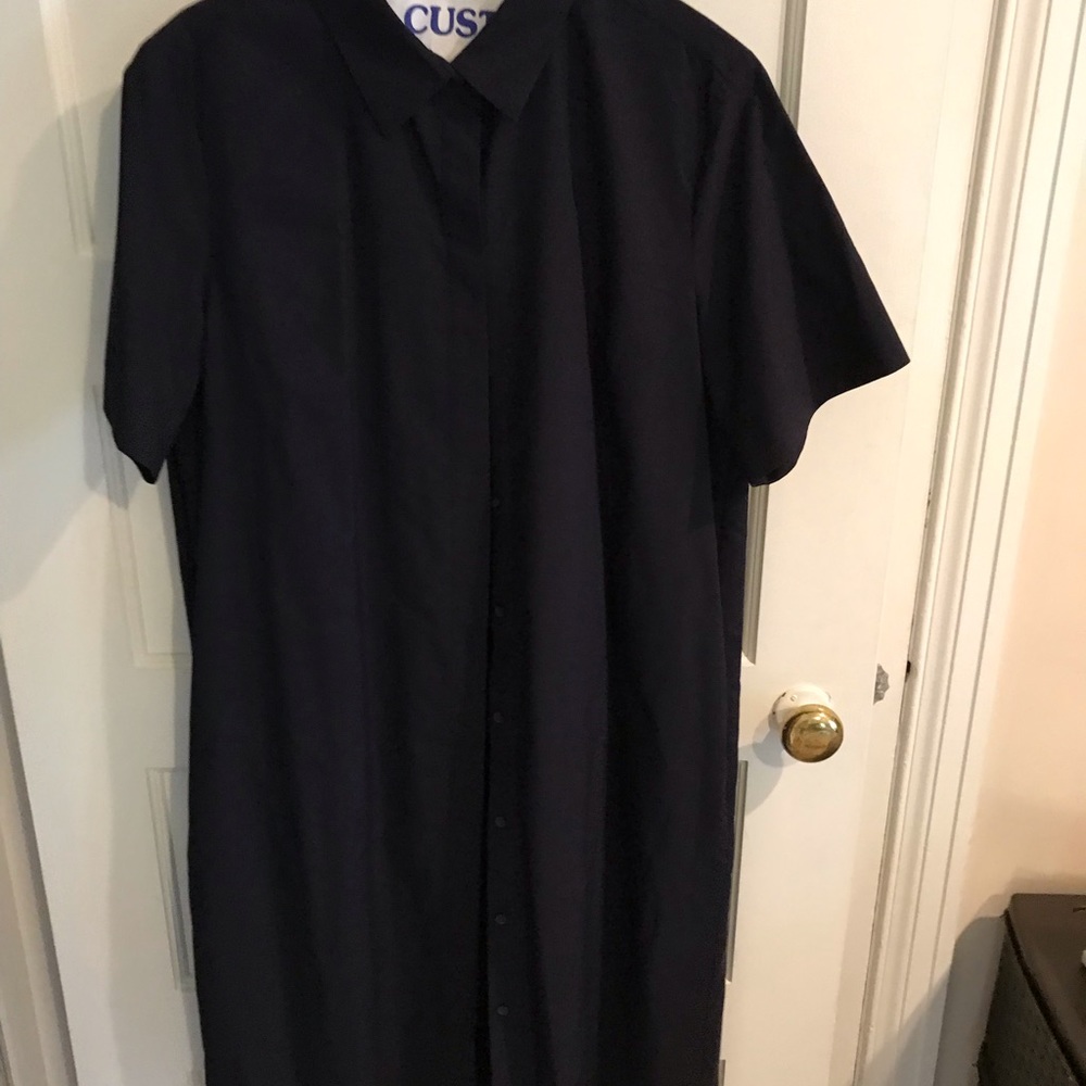 Dark blue button up cos dress